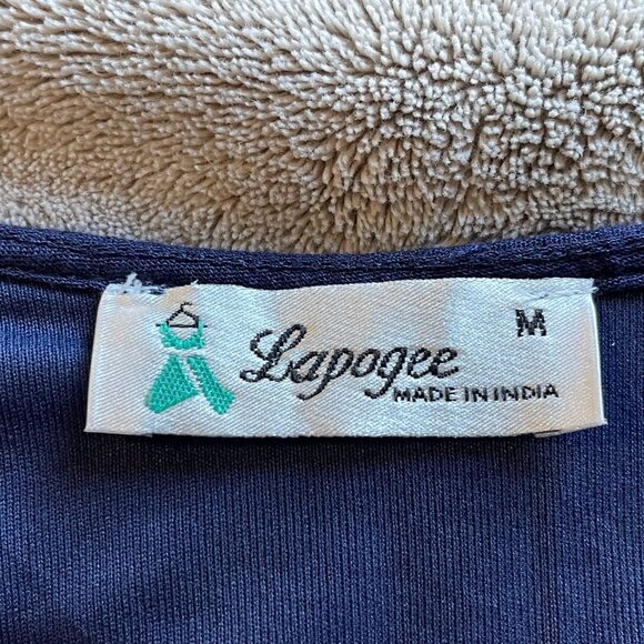 Lapogee Women's Navy Blue Embroidered Shift Dress – Kaftan Style, Medium - Picture 9 of 9